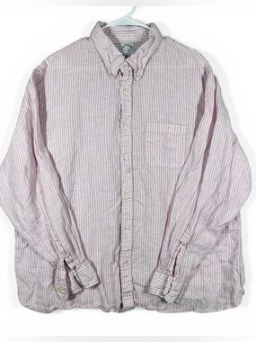 Brooks Brothers Regent XXL 100% Irish Linen Shirt White Pink Stripe Baird McNutt